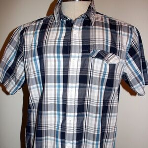 Mountain Hardwear Farthing Short Sleeve Blue Plaid Shirt Men's Large